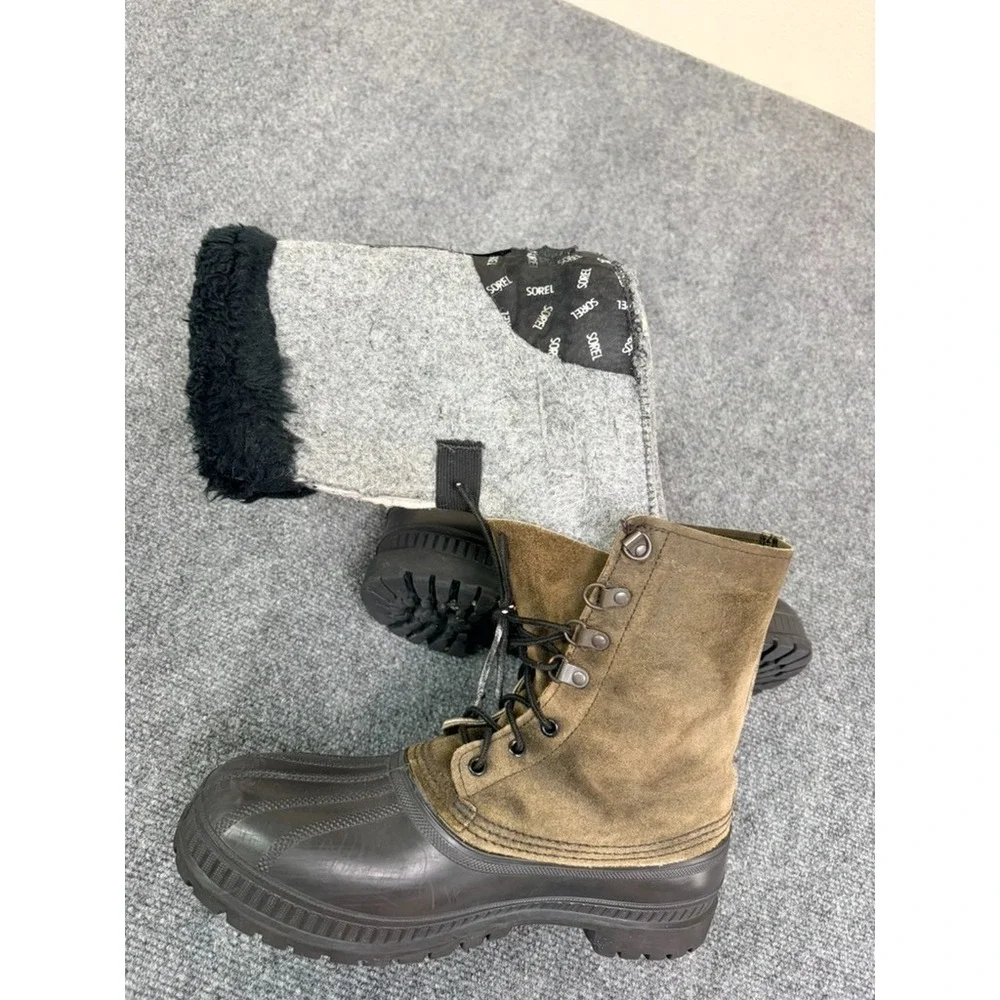 Sorel Boots Kauffman  Mens Brown Black Polar Winter Leather Steel Shank‎ Size 10